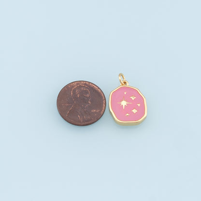 Gold Star Charms,18K Gold Filled Starburst Pendant,Enamel North Star Charm Bracelet Necklace for DIY Jewelry Making Supply