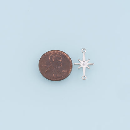 Gold Star Charms,18K Gold Filled Starburst Pendant,CZ North Star Charm Bracelet Necklace for DIY Jewelry Making Supply