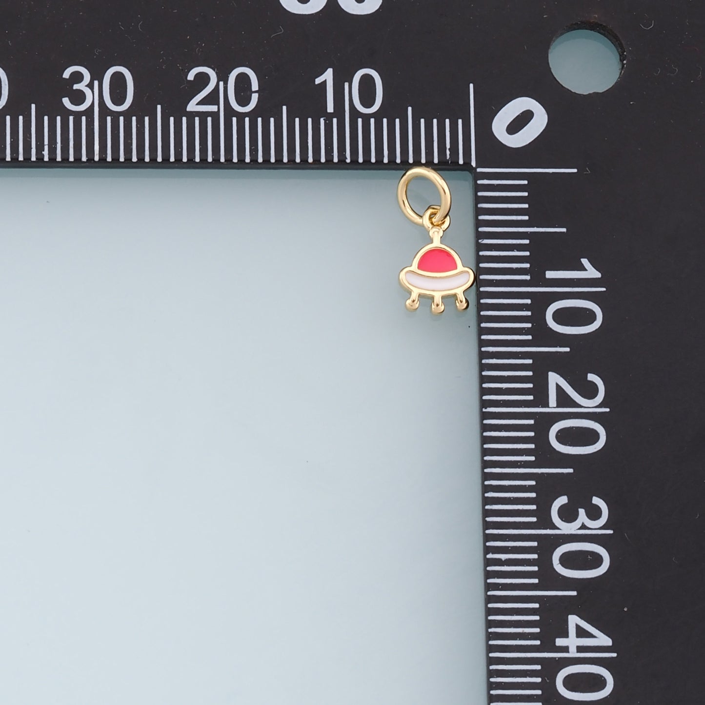 Gold Tiny Spaceship Charms,18K Gold Filled Enamel Spaceship Pendant,Space Charm Bracelet Necklace for DIY Jewelry Making Supply
