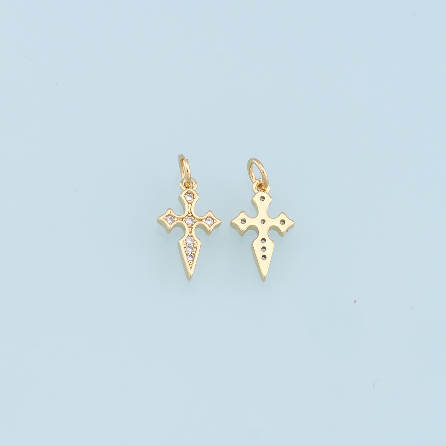 Gold Cross Charms,18K Gold Filled Cross Pendant,CZ Micro Pave Cross Charm Bracelet Necklace for DIY Jewelry Making Supply