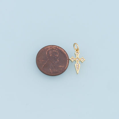Gold Cross Charms,18K Gold Filled Cross Pendant,CZ Micro Pave Cross Charm Bracelet Necklace for DIY Jewelry Making Supply