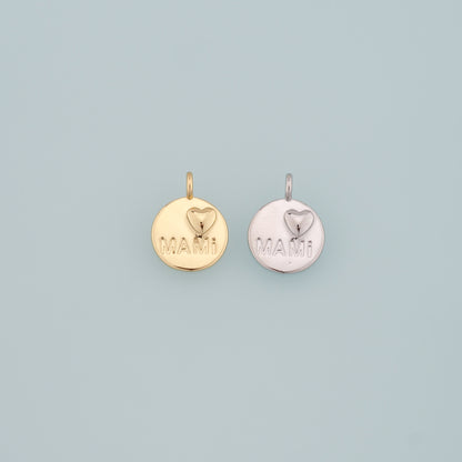 18K Gold Filled Mama Pendant,Dainty Heart Mama Charm Bracelet Necklace for DIY Jewelry Making Supply