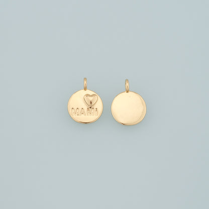 18K Gold Filled Mama Pendant,Dainty Heart Mama Charm Bracelet Necklace for DIY Jewelry Making Supply