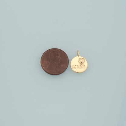 18K Gold Filled Mama Pendant,Dainty Heart Mama Charm Bracelet Necklace for DIY Jewelry Making Supply