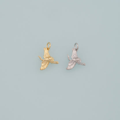 Gold Bird Charms,18K Gold Filled Crane Pendant,Crane Charm Bracelet Necklace for DIY Jewelry Making Supply
