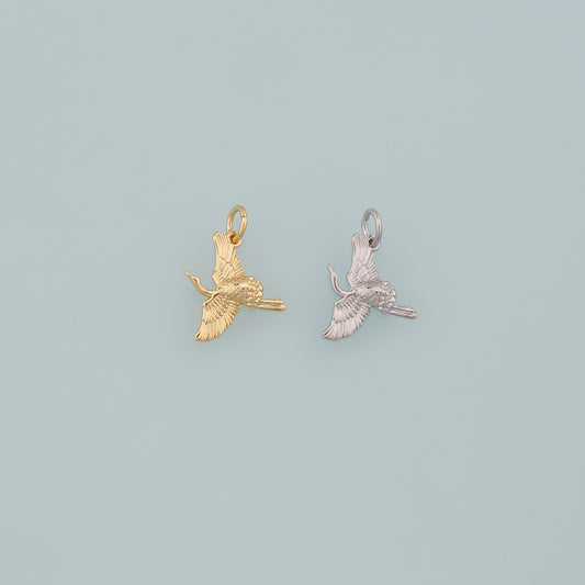 Gold Bird Charms,18K Gold Filled Crane Pendant,Crane Charm Bracelet Necklace for DIY Jewelry Making Supply