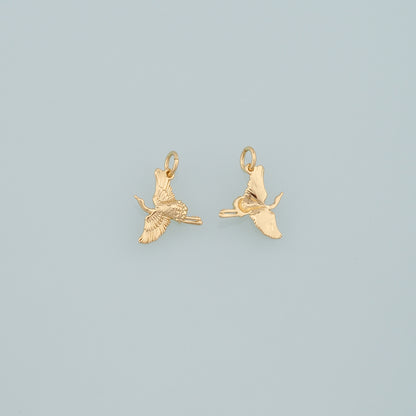 Gold Bird Charms,18K Gold Filled Crane Pendant,Crane Charm Bracelet Necklace for DIY Jewelry Making Supply