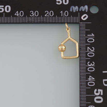 Gold Tennis Charm,18K Gold Filled Tennis Racket Pendant,Racket Charm Bracelet Necklace for DIY Jewelry Making Supply
