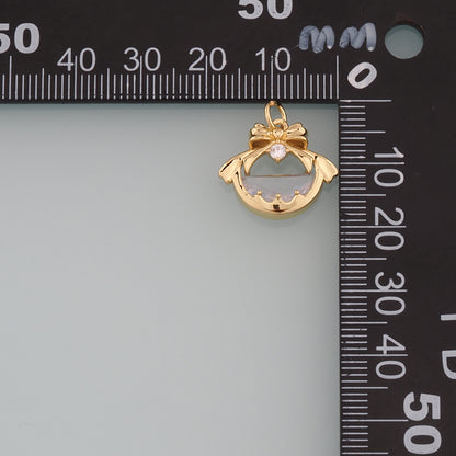 Gold Bow Charms,18K Gold Filled Bow Pendant,CZ Micro Pave Bow Tie Charm Bracelet Necklace for DIY Jewelry Making Supply