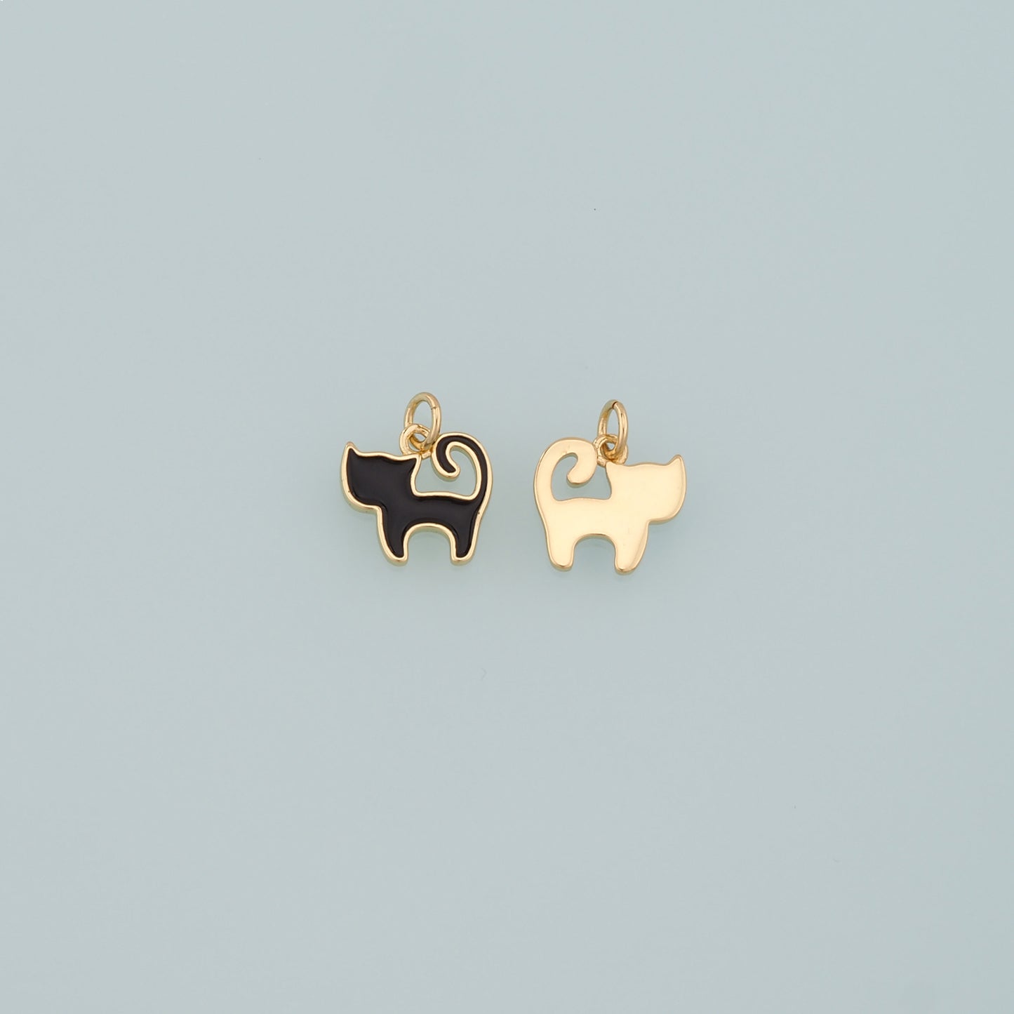 Gold Cat Charm,18K Gold Filled Cat Pendant,Enamel Animal Charm Bracelet Necklace for DIY Jewelry Making Supply