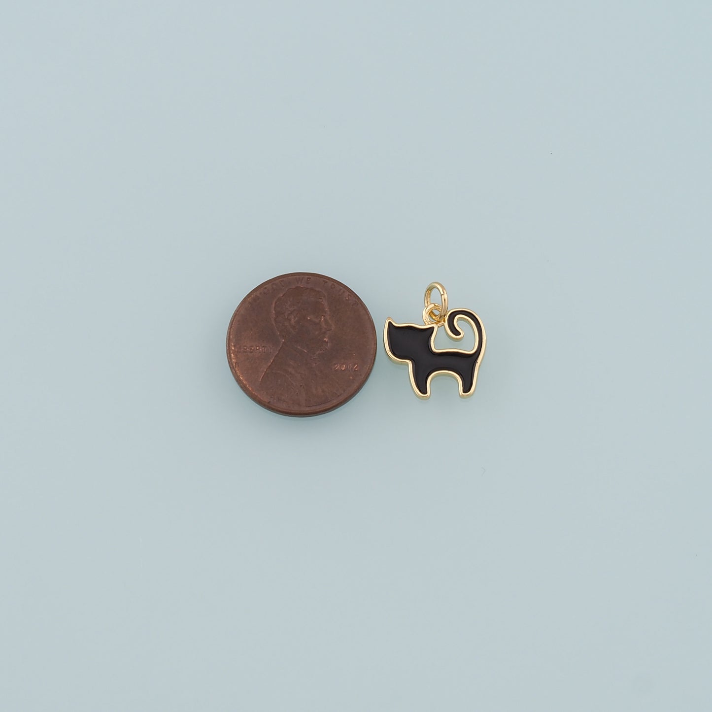 Gold Cat Charm,18K Gold Filled Cat Pendant,Enamel Animal Charm Bracelet Necklace for DIY Jewelry Making Supply