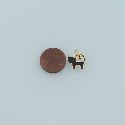 Gold Cat Charm,18K Gold Filled Cat Pendant,Enamel Animal Charm Bracelet Necklace for DIY Jewelry Making Supply