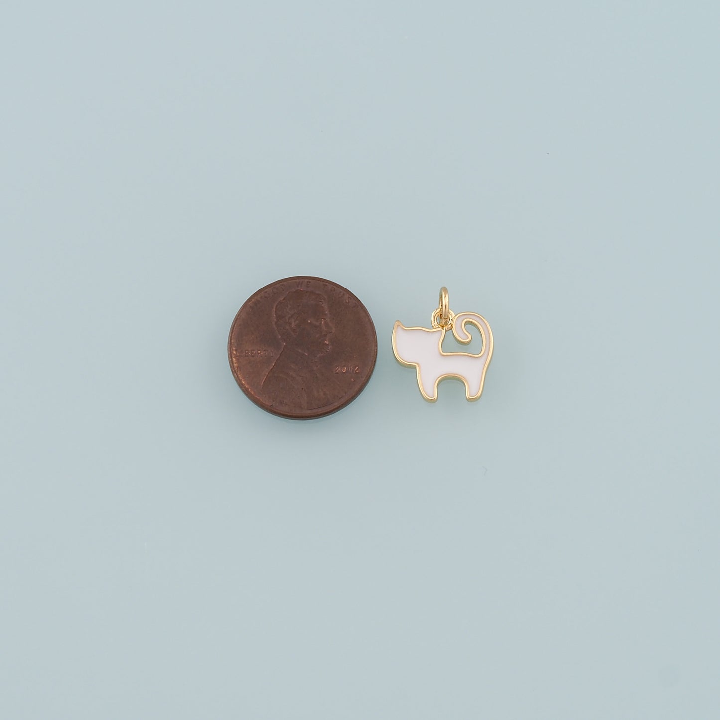 Gold Cat Charm,18K Gold Filled Cat Pendant,Enamel Animal Charm Bracelet Necklace for DIY Jewelry Making Supply