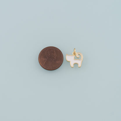 Gold Cat Charm,18K Gold Filled Cat Pendant,Enamel Animal Charm Bracelet Necklace for DIY Jewelry Making Supply