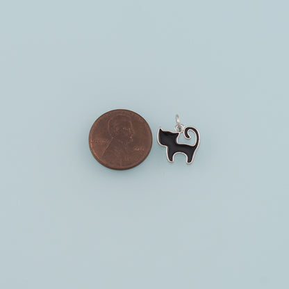 Gold Cat Charm,18K Gold Filled Cat Pendant,Enamel Animal Charm Bracelet Necklace for DIY Jewelry Making Supply