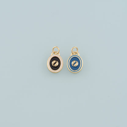 Gold Yin Yang Charms,18K Gold Filled Round Pendant,Enamel Yin Yang Charm Bracelet Necklace for DIY Jewelry Making Supply