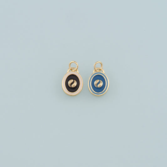 Gold Yin Yang Charms,18K Gold Filled Round Pendant,Enamel Yin Yang Charm Bracelet Necklace for DIY Jewelry Making Supply