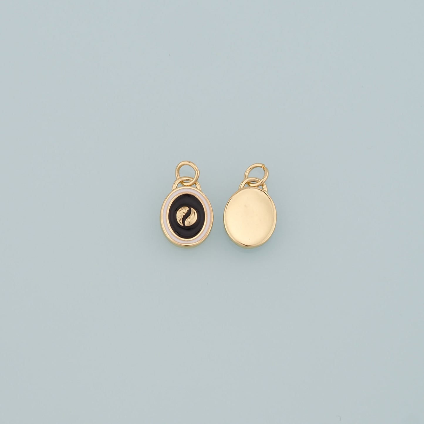 Gold Yin Yang Charms,18K Gold Filled Round Pendant,Enamel Yin Yang Charm Bracelet Necklace for DIY Jewelry Making Supply
