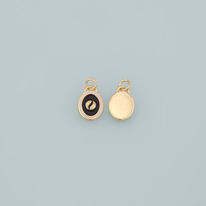 Gold Yin Yang Charms,18K Gold Filled Round Pendant,Enamel Yin Yang Charm Bracelet Necklace for DIY Jewelry Making Supply