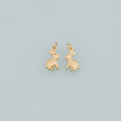 18K Gold Filled Rabbit Pendant,Dainty Animal Charm Bracelet Necklace for DIY Jewelry Making Supply