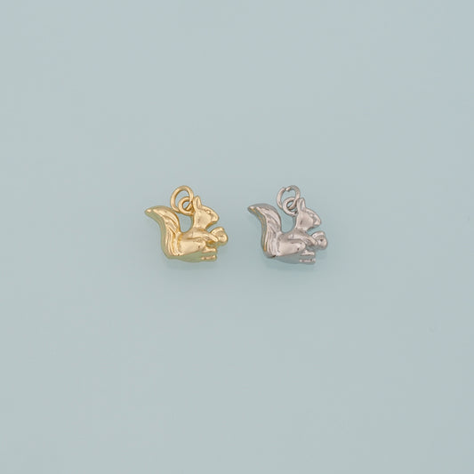 18K Gold Filled Squirrel Pendant,Dainty Animal Charm Bracelet Necklace for DIY Jewelry Making Supply