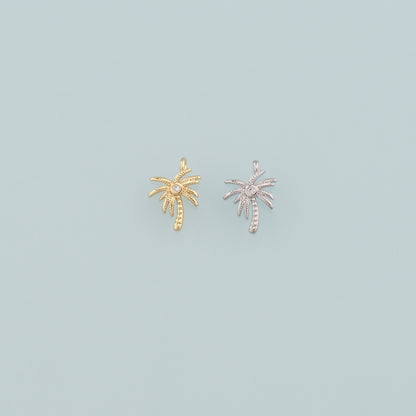 Gold Palm Tree Charms,18K Gold Filled Palm tree Pendant,Coconut tree Charm Bracelet Necklace for DIY Jewelry Making Supply
