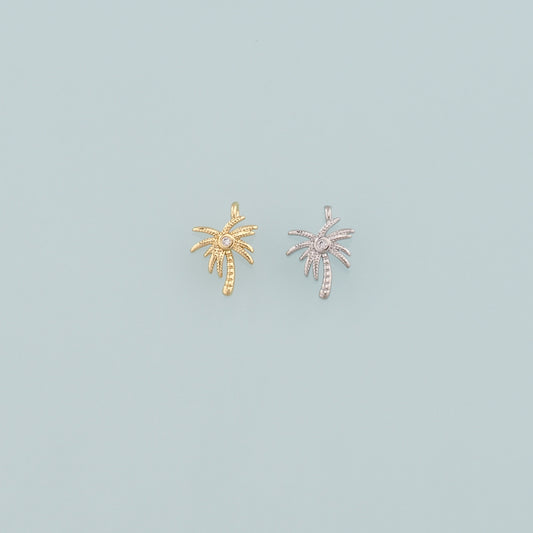 Gold Palm Tree Charms,18K Gold Filled Palm tree Pendant,Coconut tree Charm Bracelet Necklace for DIY Jewelry Making Supply