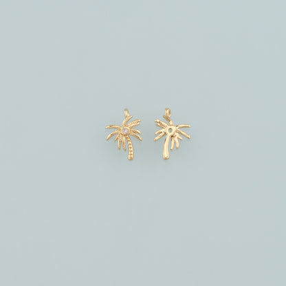 Gold Palm Tree Charms,18K Gold Filled Palm tree Pendant,Coconut tree Charm Bracelet Necklace for DIY Jewelry Making Supply