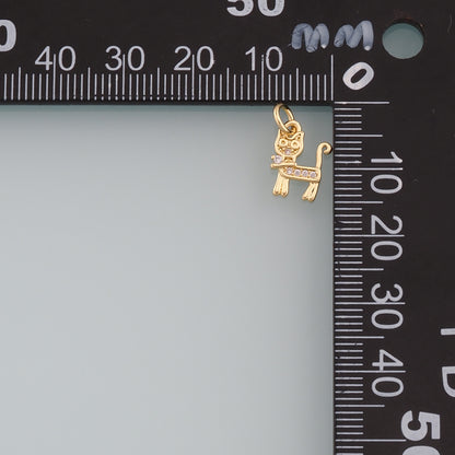 Gold Cat Charms,18K Gold Filled Cat Pendant,CZ Micro Pave Cat Charm Bracelet Necklace for DIY Jewelry Making Supply
