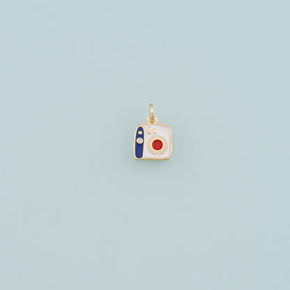 Gold Camera Charms,18K Gold Filled Camera Pendant,Enamel Camera Charm Bracelet Necklace for DIY Jewelry Making Supply
