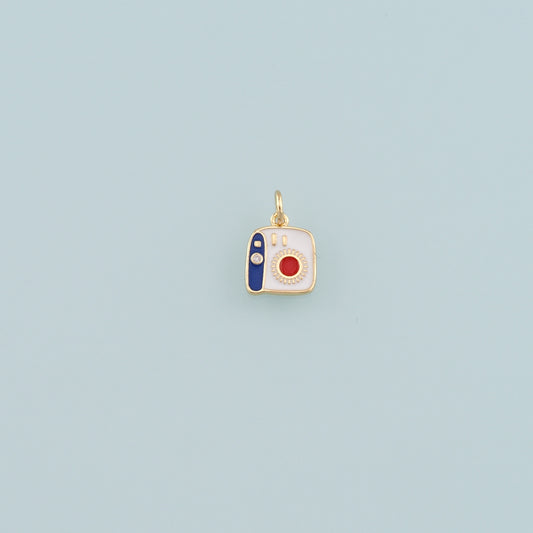 Gold Camera Charms,18K Gold Filled Camera Pendant,Enamel Camera Charm Bracelet Necklace for DIY Jewelry Making Supply