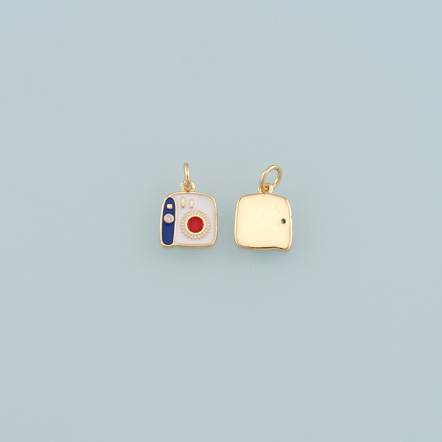 Gold Camera Charms,18K Gold Filled Camera Pendant,Enamel Camera Charm Bracelet Necklace for DIY Jewelry Making Supply