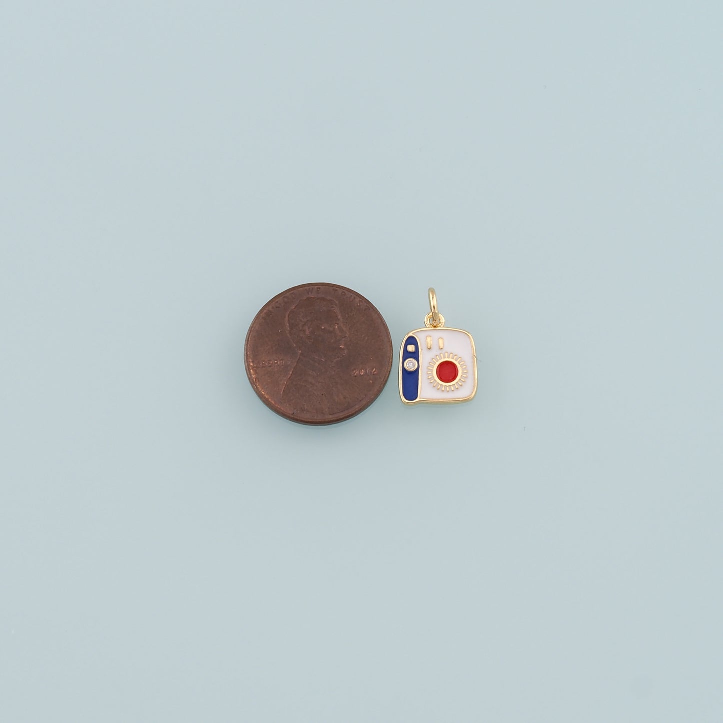 Gold Camera Charms,18K Gold Filled Camera Pendant,Enamel Camera Charm Bracelet Necklace for DIY Jewelry Making Supply