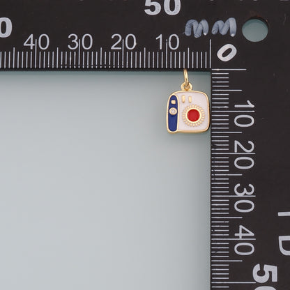 Gold Camera Charms,18K Gold Filled Camera Pendant,Enamel Camera Charm Bracelet Necklace for DIY Jewelry Making Supply