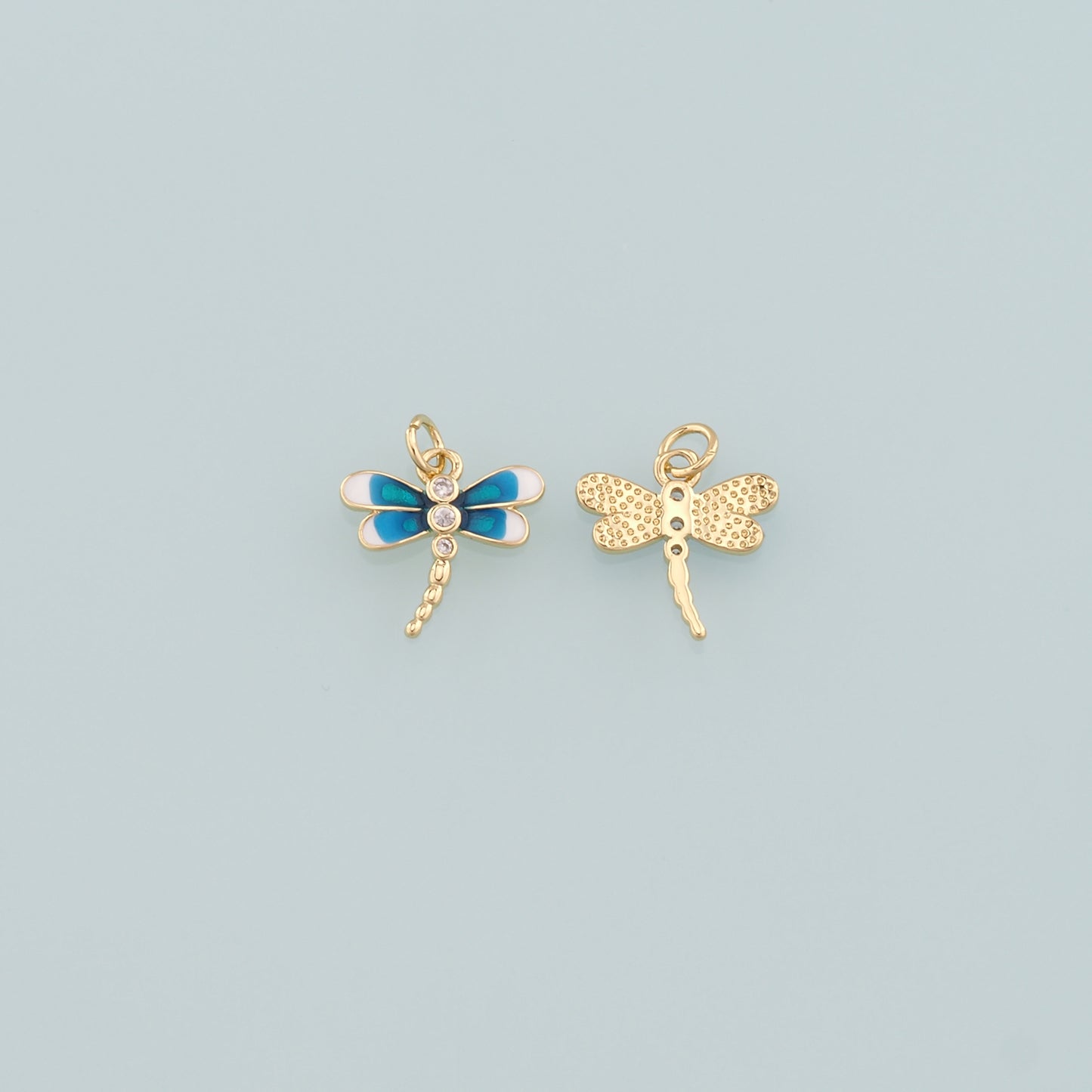 Gold Dragonfly Charms,18K Gold Filled Dragonfly Pendant,Enamel Dragonfly Charm Bracelet Necklace for DIY Jewelry Making Supply