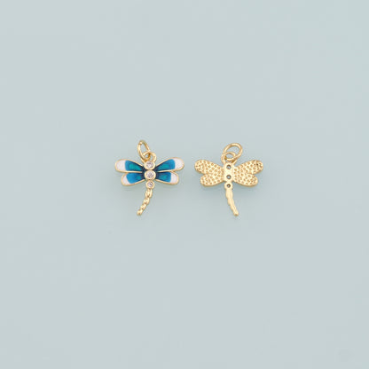 Gold Dragonfly Charms,18K Gold Filled Dragonfly Pendant,Enamel Dragonfly Charm Bracelet Necklace for DIY Jewelry Making Supply