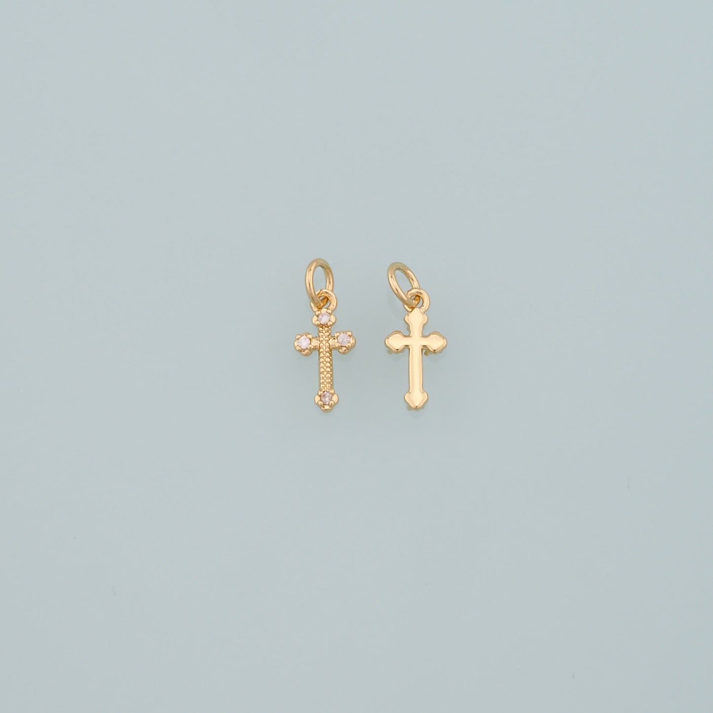 Gold Cross Charms,18K Gold Filled Cross Pendant,CZ Micro Pave Religion Charm Bracelet Necklace for DIY Jewelry Making Supply