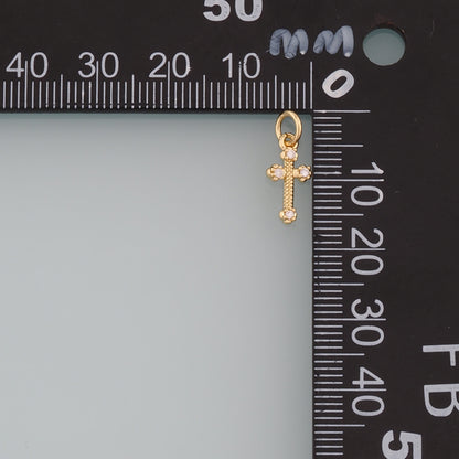 Gold Cross Charms,18K Gold Filled Cross Pendant,CZ Micro Pave Religion Charm Bracelet Necklace for DIY Jewelry Making Supply