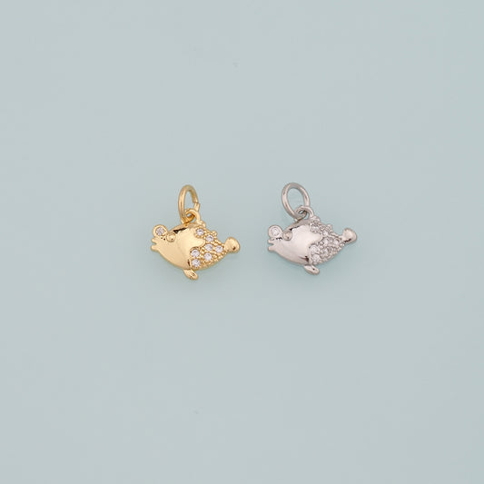 Gold Fish Charms,18K Gold Filled Fish Pendant,CZ Micro Pave Fish Charm Bracelet Necklace for DIY Jewelry Making Supply