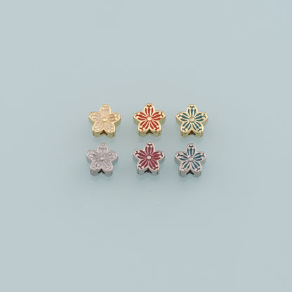 Gold Flower Spacer Beads Charms,18K Gold Filled Flower Bracelet Necklace for DIY Jewelry Making Supply