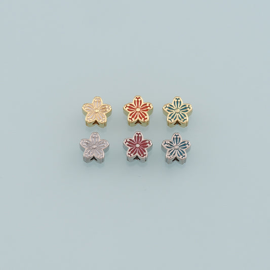 Gold Flower Spacer Beads Charms,18K Gold Filled Flower Bracelet Necklace for DIY Jewelry Making Supply