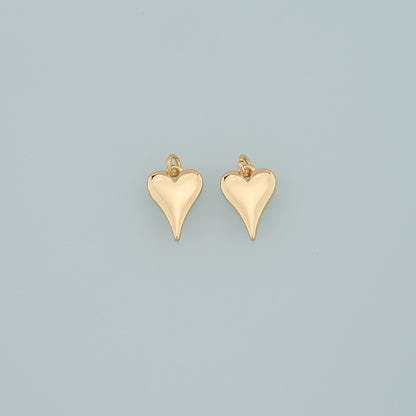 Gold Heart Charms,18K Gold Filled Heart Pendant,Dainty Heart Charm Bracelet Necklace for DIY Jewelry Making Supply