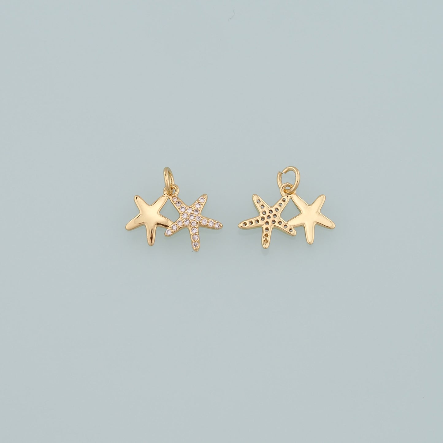 Gold Starfish Charms,18K Gold Filled Sea Star Pendant,CZ Micro Pave Starfish Charm Bracelet Necklace for DIY Jewelry Making Supply