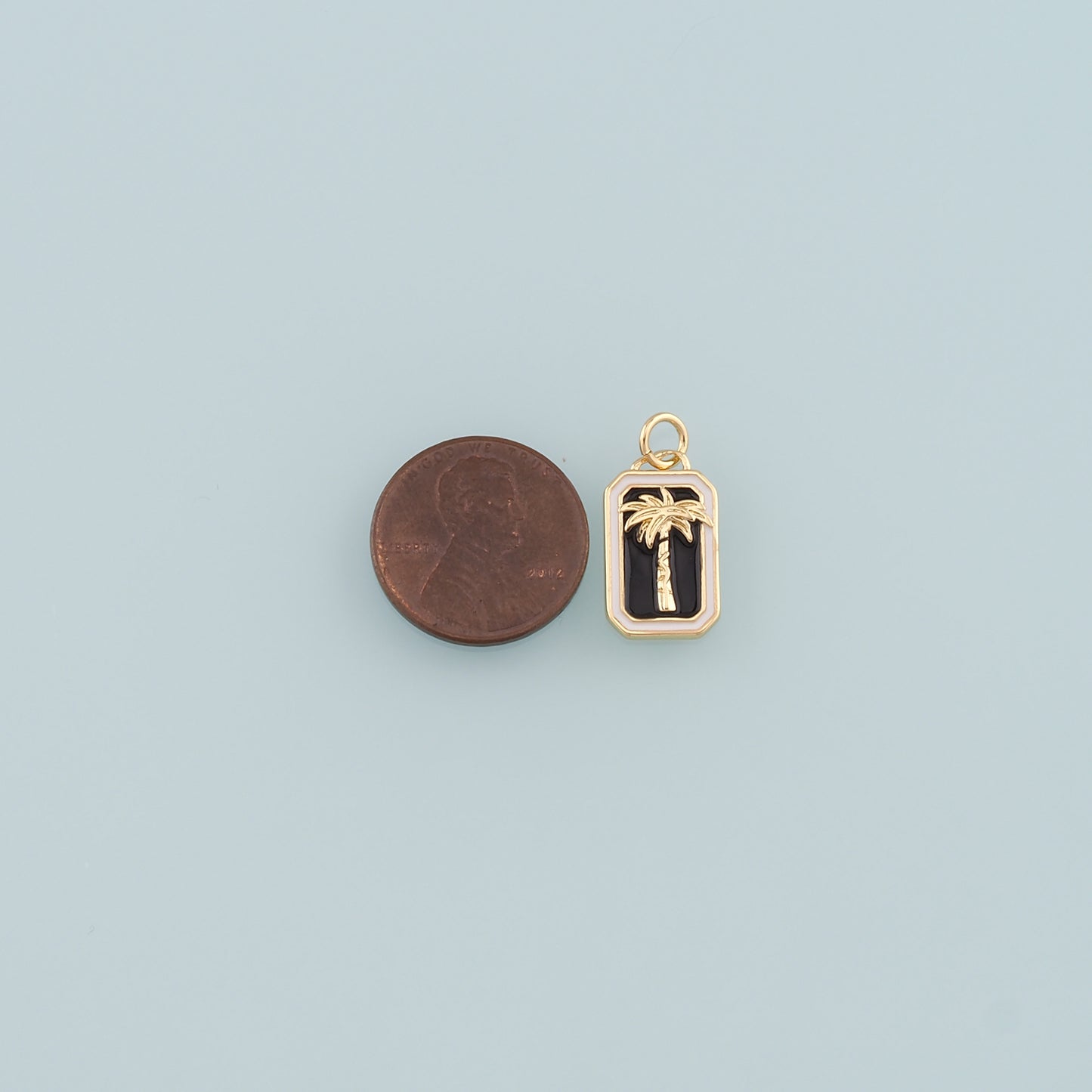 Gold Palm Tree Charms,18K Gold Filled Palm tree Pendant,Enamel coconut tree Charm Bracelet Necklace for DIY Jewelry Making Supply