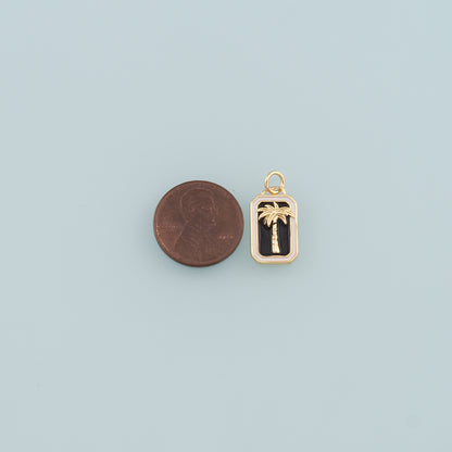 Gold Palm Tree Charms,18K Gold Filled Palm tree Pendant,Enamel coconut tree Charm Bracelet Necklace for DIY Jewelry Making Supply