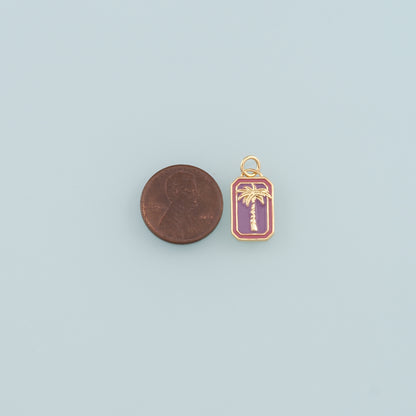 Gold Palm Tree Charms,18K Gold Filled Palm tree Pendant,Enamel coconut tree Charm Bracelet Necklace for DIY Jewelry Making Supply