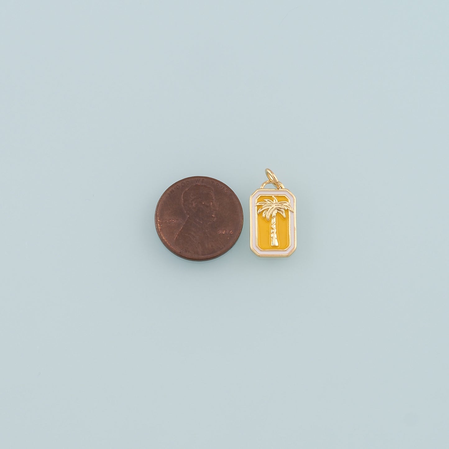 Gold Palm Tree Charms,18K Gold Filled Palm tree Pendant,Enamel coconut tree Charm Bracelet Necklace for DIY Jewelry Making Supply