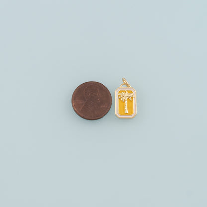 Gold Palm Tree Charms,18K Gold Filled Palm tree Pendant,Enamel coconut tree Charm Bracelet Necklace for DIY Jewelry Making Supply