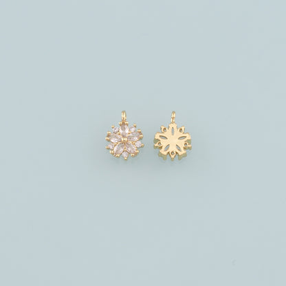 Gold Flower Charms,18K Gold Filled Flower Pendant,CZ Micro Pave Flower Charm Bracelet Necklace for DIY Jewelry Making Supply