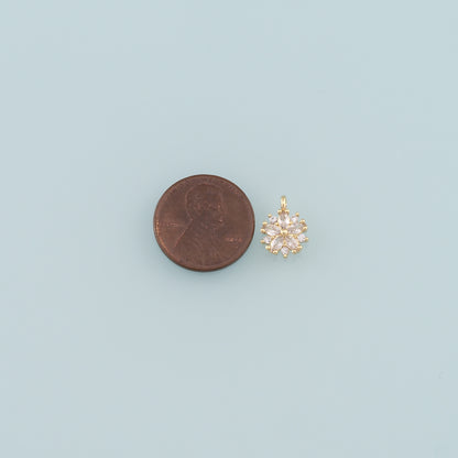 Gold Flower Charms,18K Gold Filled Flower Pendant,CZ Micro Pave Flower Charm Bracelet Necklace for DIY Jewelry Making Supply